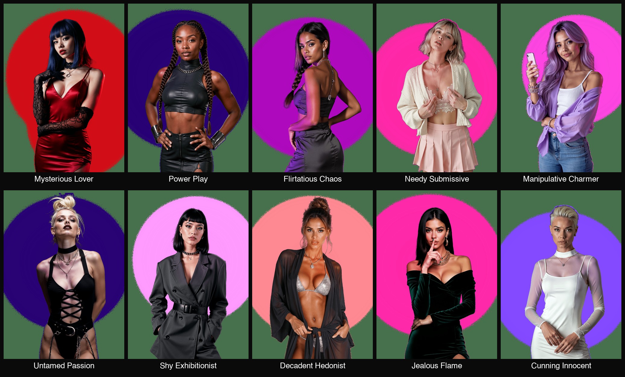 A lineup of AI character personality archetypes